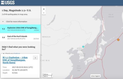 שתי רעידות אדמה בעוצמה 6.3 ו-4.6 בצפון קוריאה בעקבות ניסוי גרעיני
