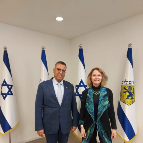 ראש העיר ירושלים משה ליאון ומנכ"לית מיקרוסופט ישראל פיתוח ומחקר
