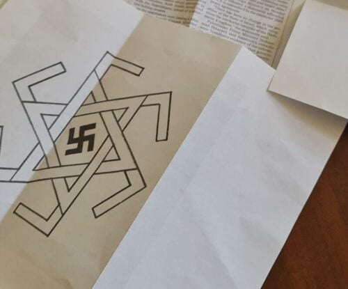 מכתב איומים - בצלאל סמוטריץ' - יום השואה - צלב קרס